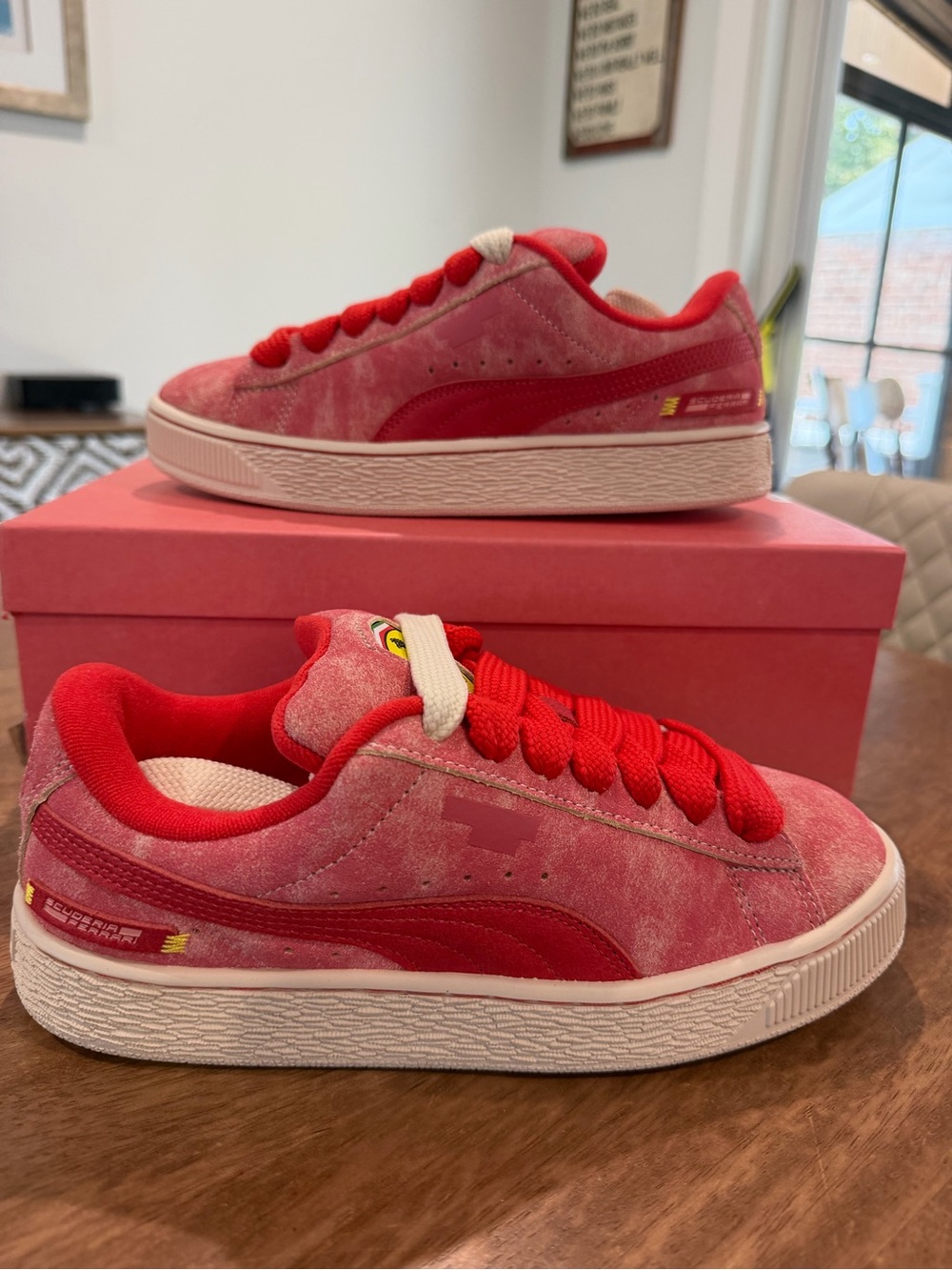 Puma Ferrari Suede XL Junior US 6 Red and Pink Sneakers